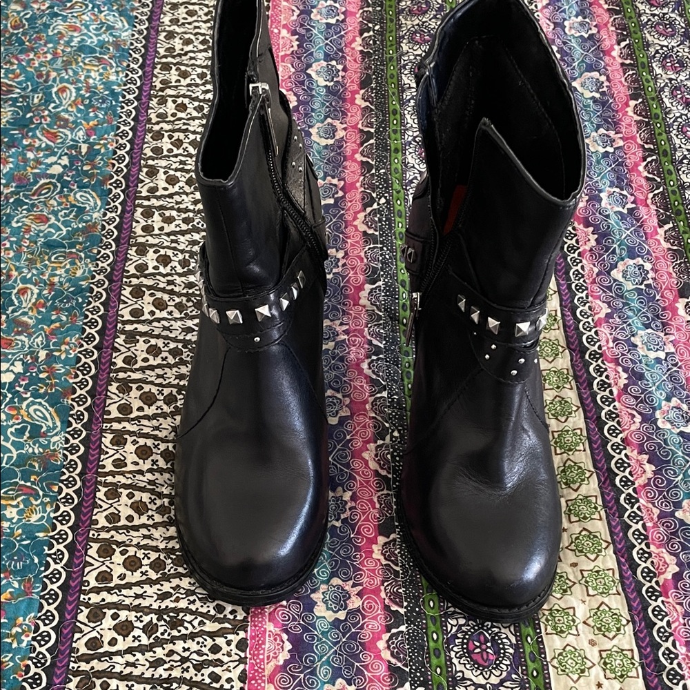 Harley-Davidson Black Moto Boots with Silver Accents